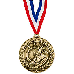 Track Medal - Small 1 3/4" Achievement Wreath Medal with Ribbon