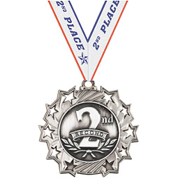 2nd Place Ten Star Silver Medal with Ribbon