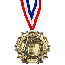 Band Ten Star Gold Medal with Ribbon