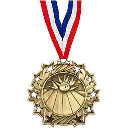 Bowling Medal - Bowling Ten Star Gold Medal