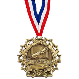 Honor Roll Ten Star Gold Medal with Ribbon