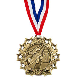 Pinewood Derby Medal - Derby Ten Star Gold Medal