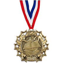 Reading Ten Star Gold Medal with Ribbon