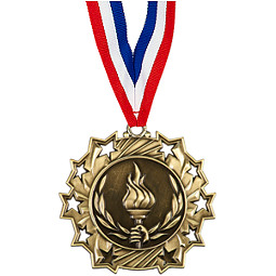 Victory Ten Star Gold Medal with Ribbon