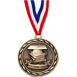 2" Outstanding Student Medal with 30 in. Neck Ribbon