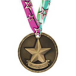 3D Star Performer Medal with Neck Ribbon 
