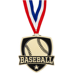 Baseball Medal - Shield Baseball Medal with Ribbon