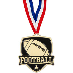 Football Medal - Shield Football Medal with Ribbon