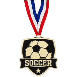 Soccer Medal - Shield Soccer Medal with Ribbon