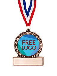 2 3/4" Free Color Logo Emblem Medal with Neck Ribbon