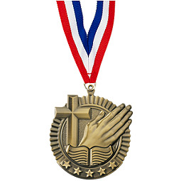 2 3/4" Religious Star Medal with Ribbon