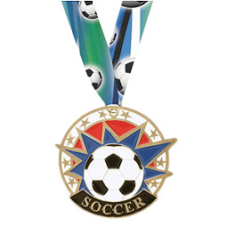 Soccer Medal - Colorful Soccer Medal with Neck Ribbon