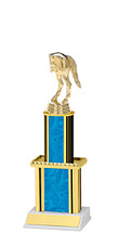 Holographic Blue Trophy with Twin Column - 12"