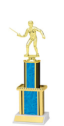 Holographic Blue Trophy with Twin Column - 12"