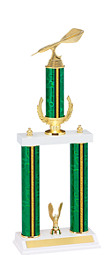 18-20" Green and Gold Trophy with Double Column Base