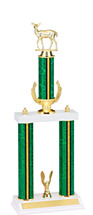 18-20" Green and Gold Trophy with Double Column Base