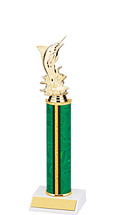 10-12" Green and Gold Trophy with Round Column
