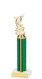 10-12" Green and Gold Trophy with Round Column