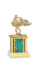 9" Teal Star Trophy with Rectangular Column