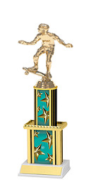 12" Teal Star Trophy with Twin Column