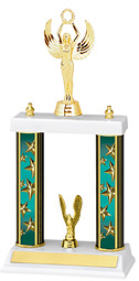 13-15" Teal Star Trophy with Double Column Base