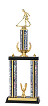 19-21" Holographic Silver Trophy with Wreath Riser and Top Column