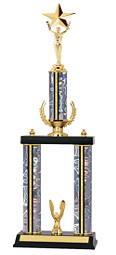 19-21" Holographic Silver Column Trophy with Wreath Riser and Top Column