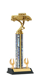 12-14" Holographic Silver Column Trophy - 2 Eagle Base