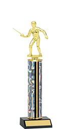 10-12" Holographic Silver Round Column Trophy