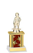 9" Maroon Star Trophy with Rectangular Column