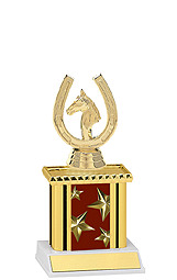 9" Maroon Star Trophy with Rectangular Column