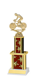 12" Maroon Star Trophy with Twin Column