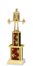 12" Maroon Star Trophy with Twin Column