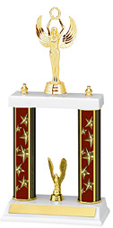 13-15" Maroon Star Trophy with Double Column Base