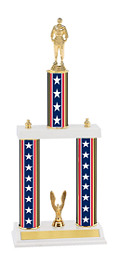 18-20" Red, White and Blue Trophy with Double Column Base