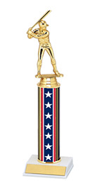10-12" Red, White and Blue Trophy with Round Column