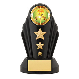 7" Silhouette Black Acrylic Triple Star Trophy