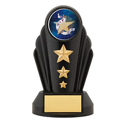 7" Silhouette Black Acrylic Triple Star Trophy