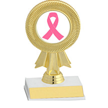 6" Gold Ribbon Trophy w/ Holographic Emblem