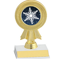 6" Gold Ribbon Trophy w/ Holographic Emblem