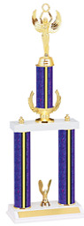 Royal Purple Trophy with Double Column Base
