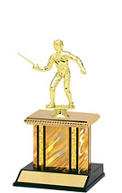 Holographic Gold Trophy with Rectangular Column - 9"