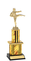 Holographic Gold Trophy with Twin Column - 12"