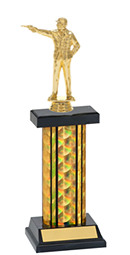 12-14" Black & Gold Holographic Trophy with Rectangular Column
