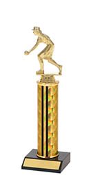10-12" Holographic Black & Gold Round Column Trophy