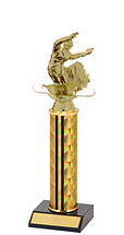 10-12" Holographic Black & Gold Round Column Trophy