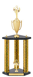 25" Holographic Black & Gold Trophy with Cup and 2 Figures