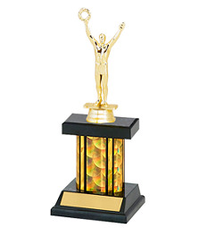 9 1/4" Small Holographic Black & Gold Column Trophy