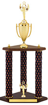 25" Diamond Cut Walnut-Tone Trophy with 3 Columns