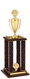 28" Diamond Cut Walnut-Tone Trophy with 4 Columns
